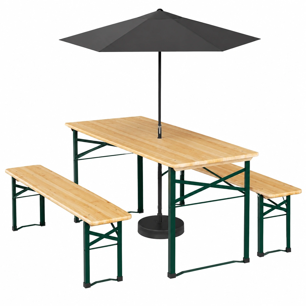 Ensemble de Mobilier de Jardin 3 Pièces avec Table et Bancs Pliants-Elmnord