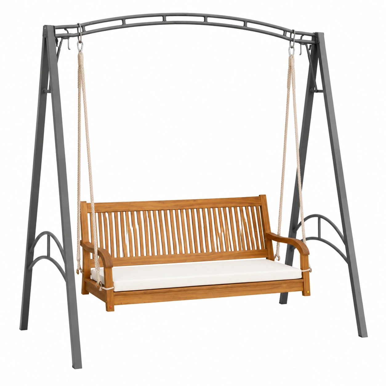 Balancelle de Jardin 2 Places en Bois avec Dossier Inclinable-Elmnord