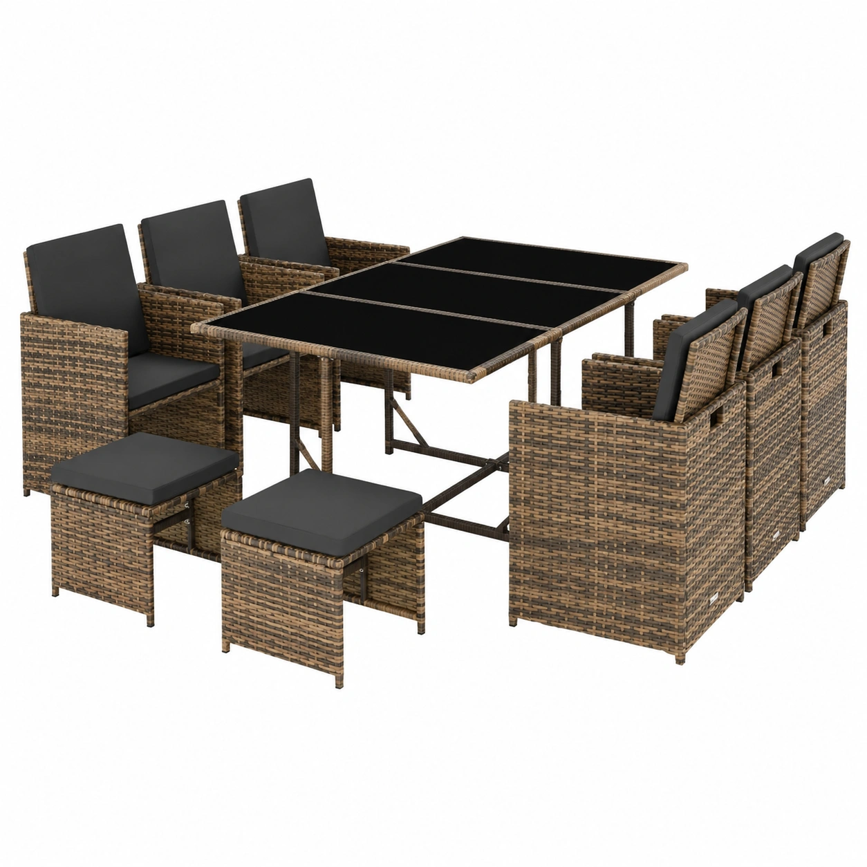 Ensemble de Mobilier de Jardin en Résine Tressée pour 10 Personnes-Elmnord