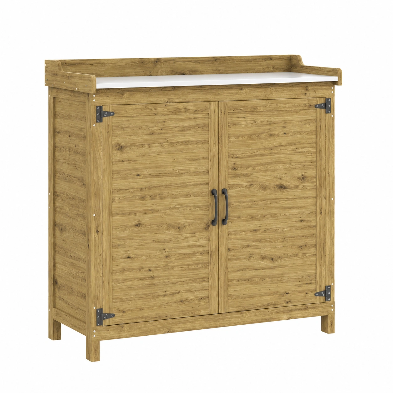 Table de Jardin Extérieure avec Étagère Réglable et Plan de Travail Imperméable-Elmnord