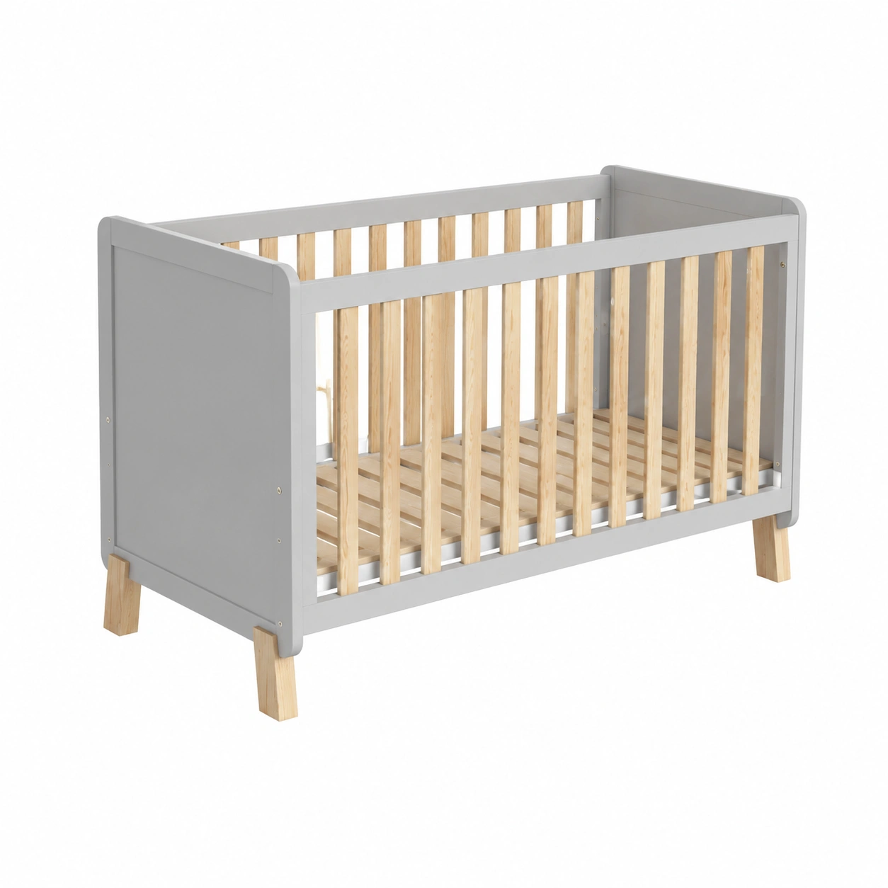 Lit bébé évolutif en bois 120x60 cm avec matelas en mousse-Elmnord