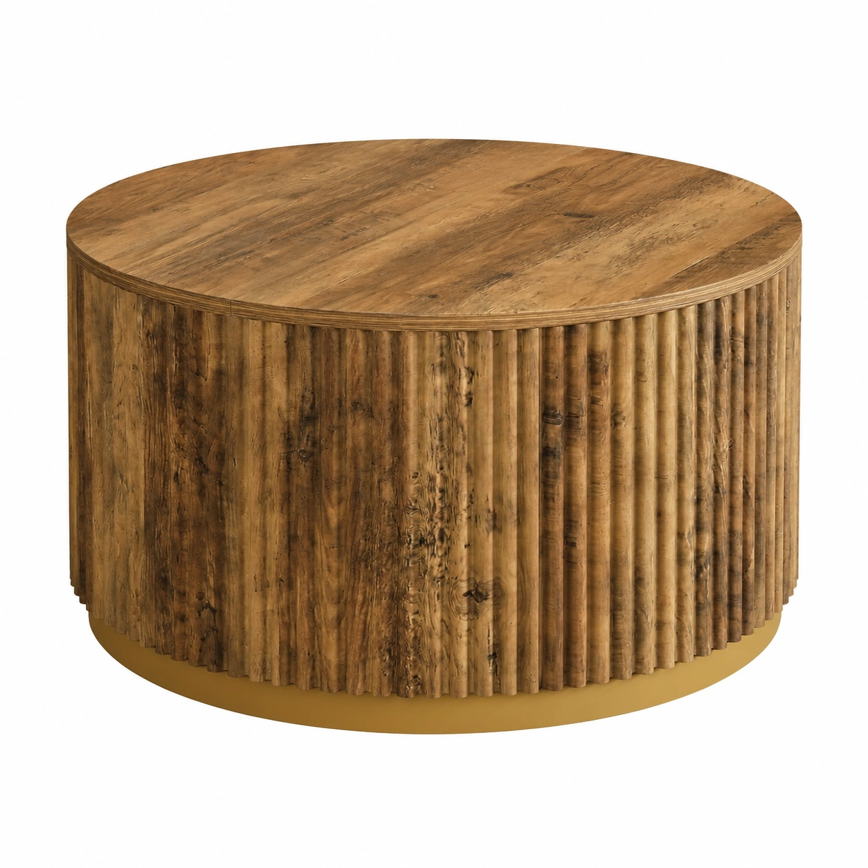 Table basse ronde 80 cm en bois avec base robuste, idéale pour salon moderne, espace compact ou bureau-Elmnord