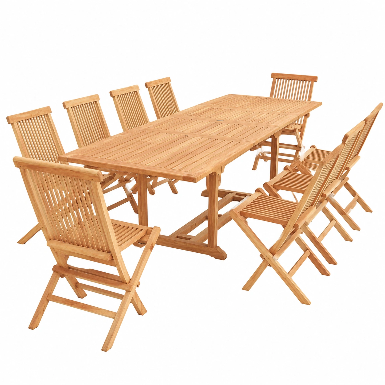Ensemble de Jardin en Teck pour 10 Personnes avec Table et Chaises-Elmnord