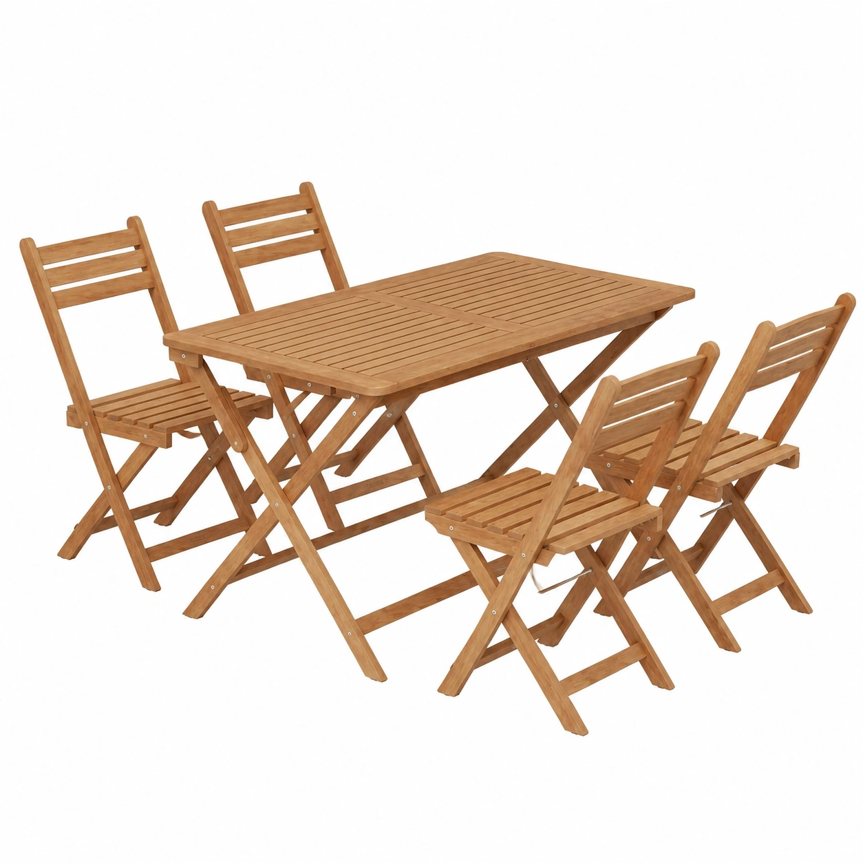 Ensemble de mobilier de jardin en bois d'acacia avec 4 chaises et table-Elmnord