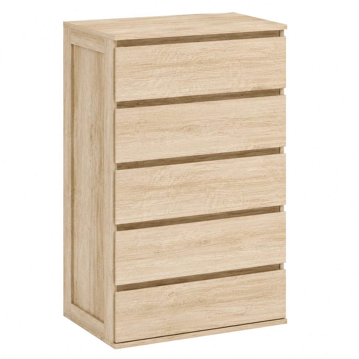 Commode étroite 5 tiroirs style moderne en bois-Elmnord
