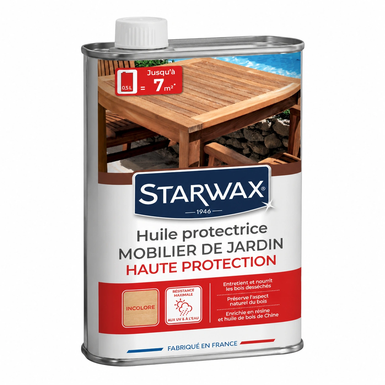 Huile Protectrice pour Mobilier de Jardin en Bois, Résistance Eau et UV, Incolore, 500ml-Elmnord