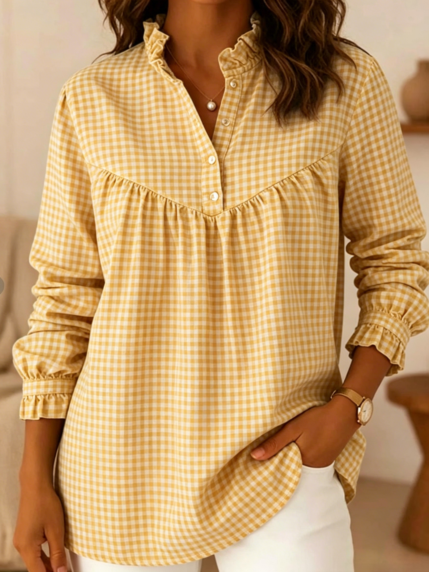  Today 49% off🔥 Women’s Cotton Linen Gingham Shirt