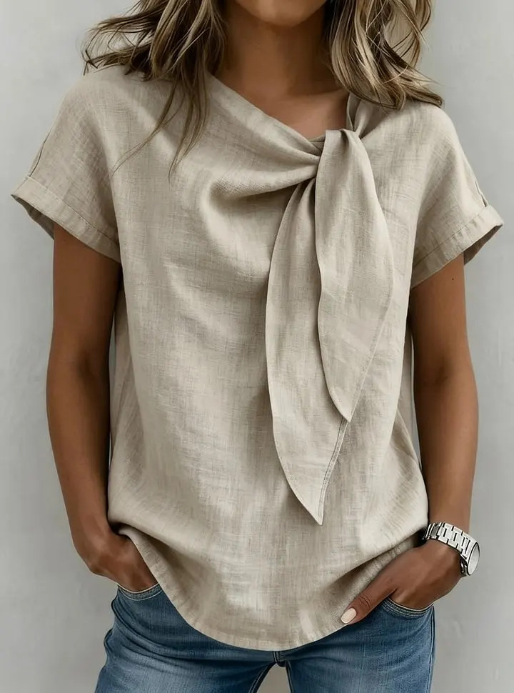The Knot-Detail Linen Blouse