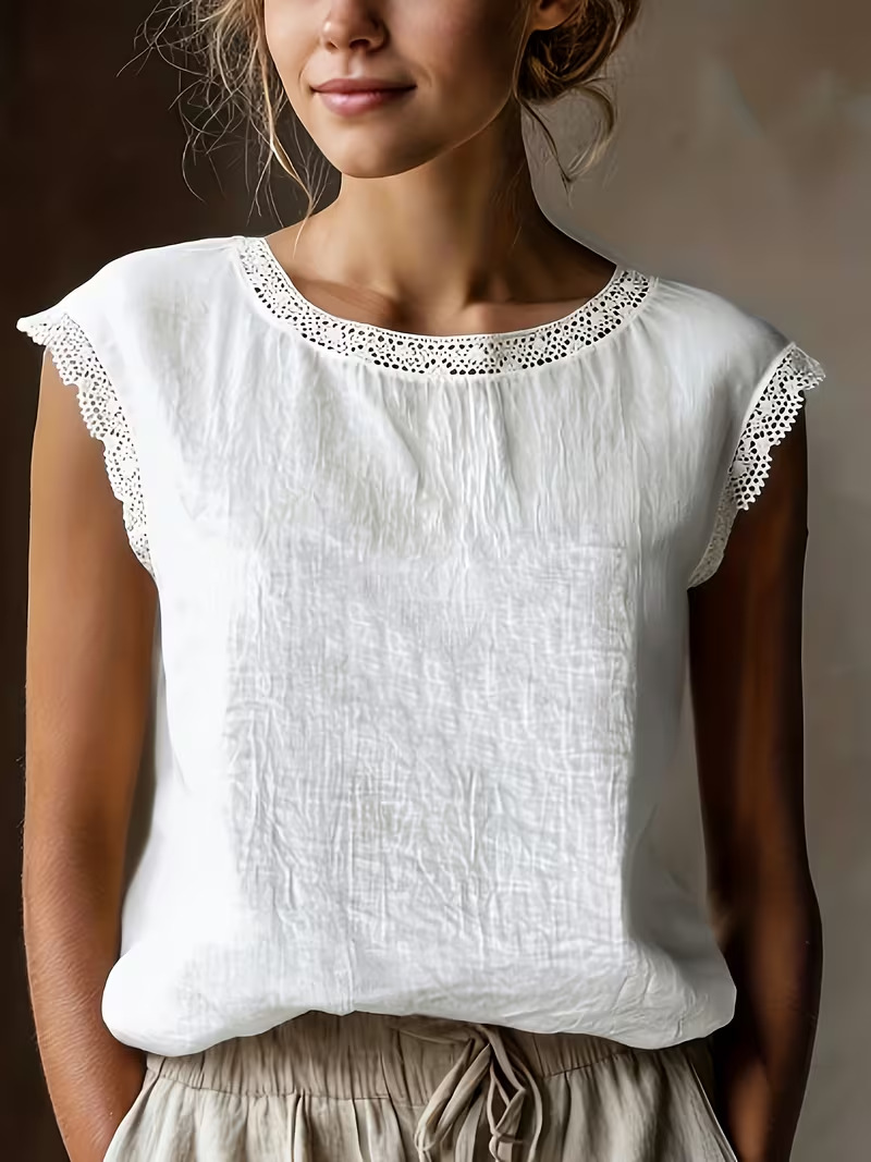 The Elise Lace-Trimmed Top
