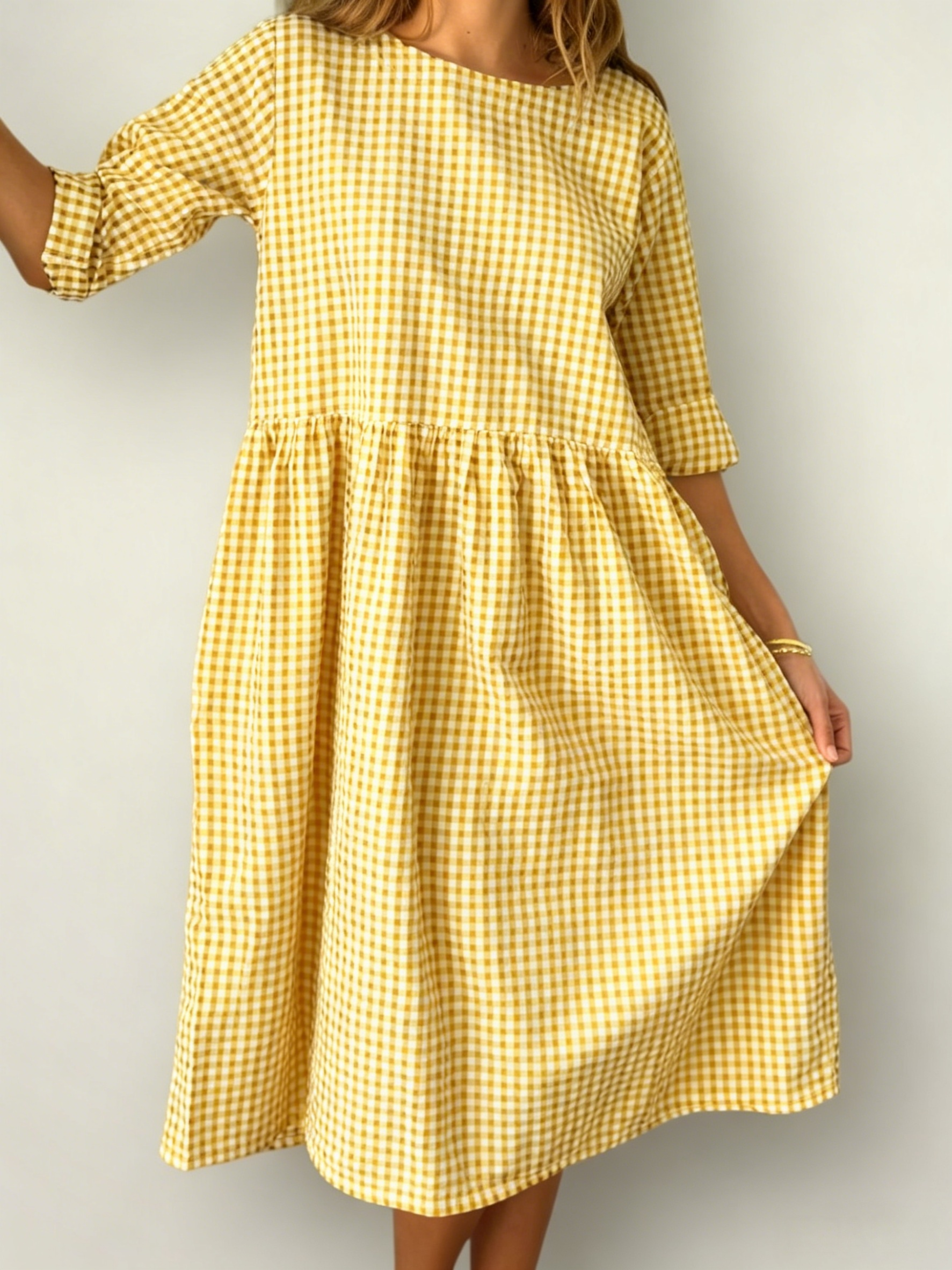 April Dress  Gingham Cotton Dress