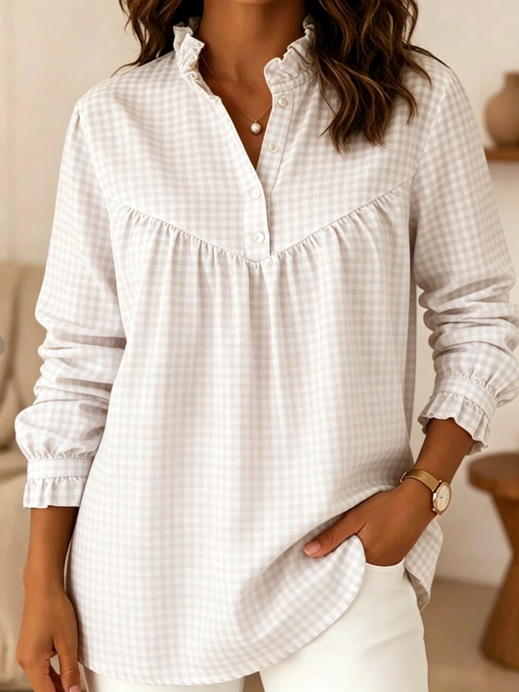  Today 49% off🔥 Women’s Cotton Linen Gingham Shirt