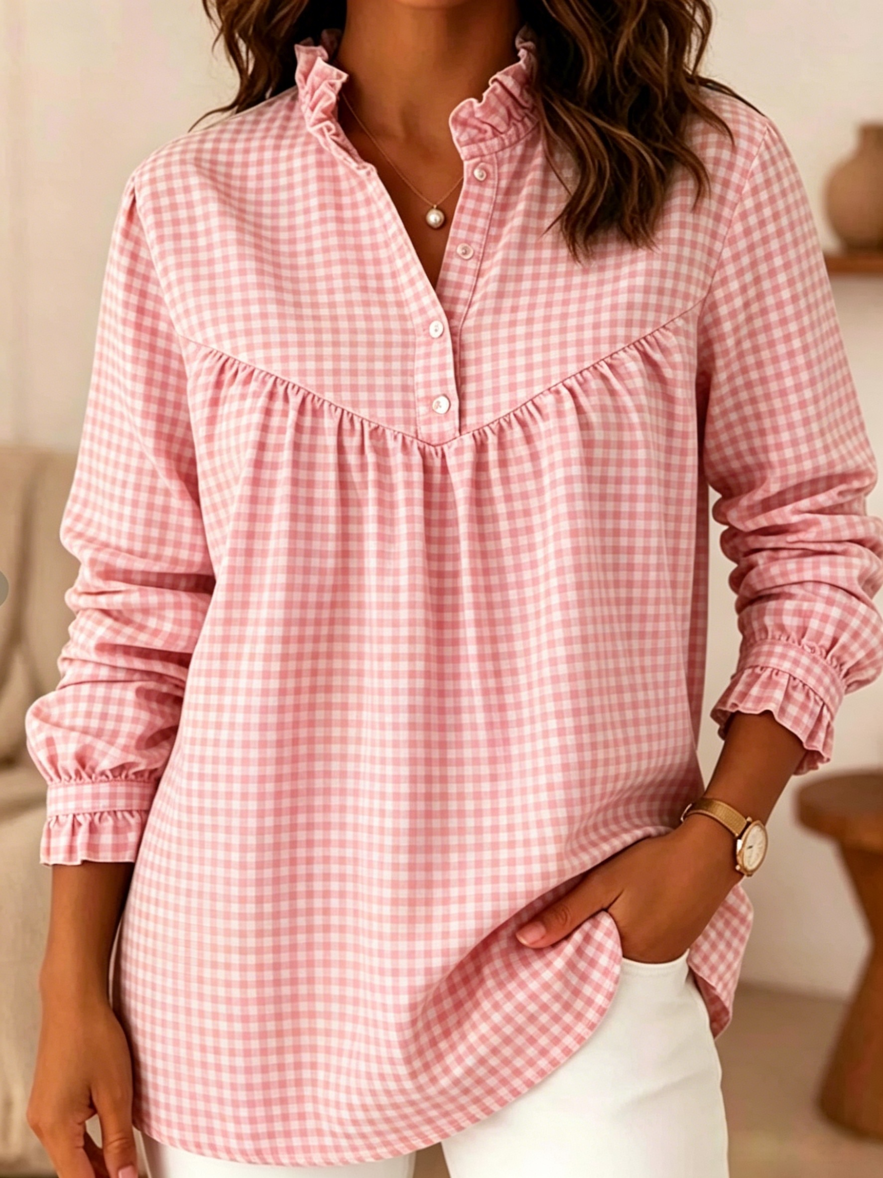  Today 49% off🔥 Women’s Cotton Linen Gingham Shirt