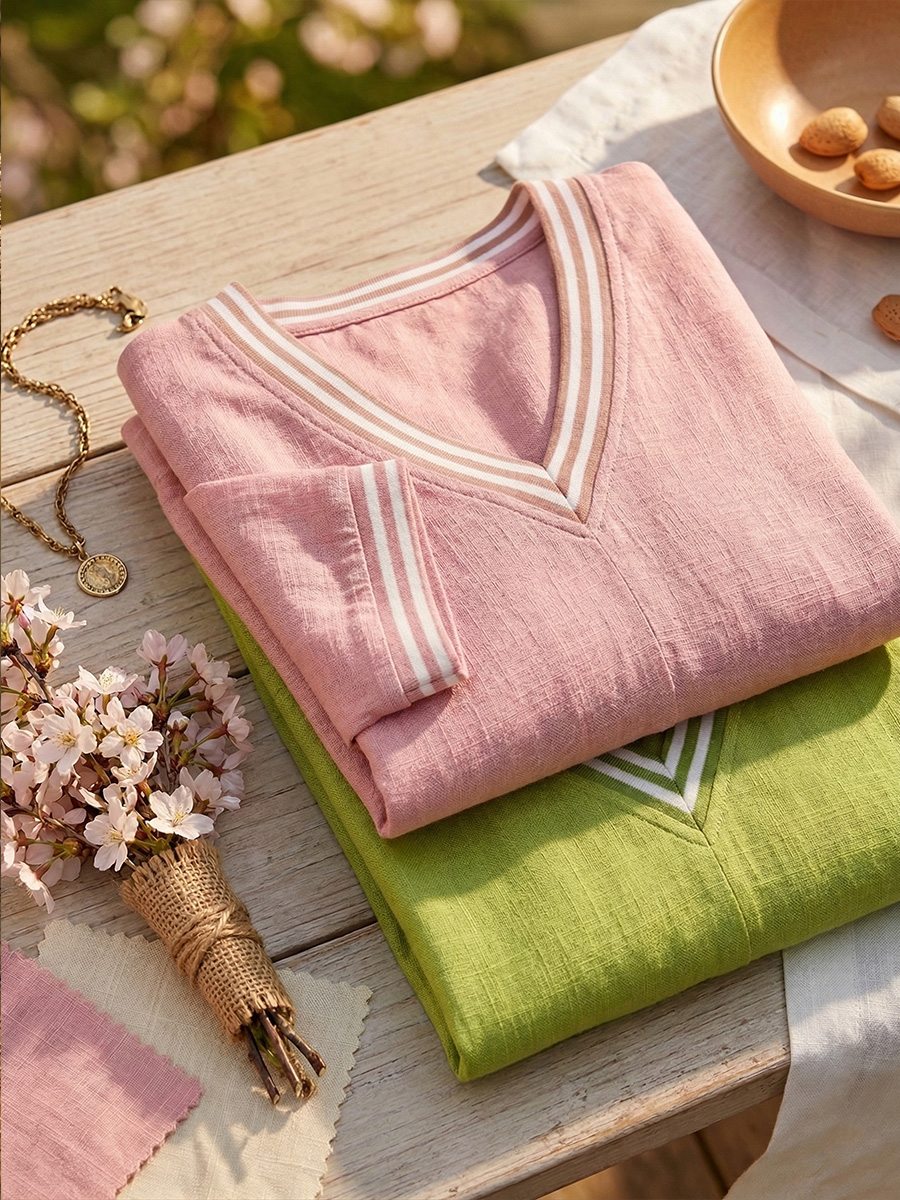 New Arrivals🔥 Cozy Loose-fit V Neck Striped Cotton Linen Jumpsuit