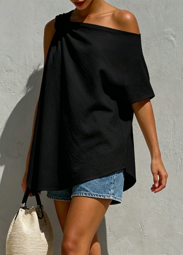 One-Shoulder Leinen Top Damen – Luftig, elegant & figurfreundlich