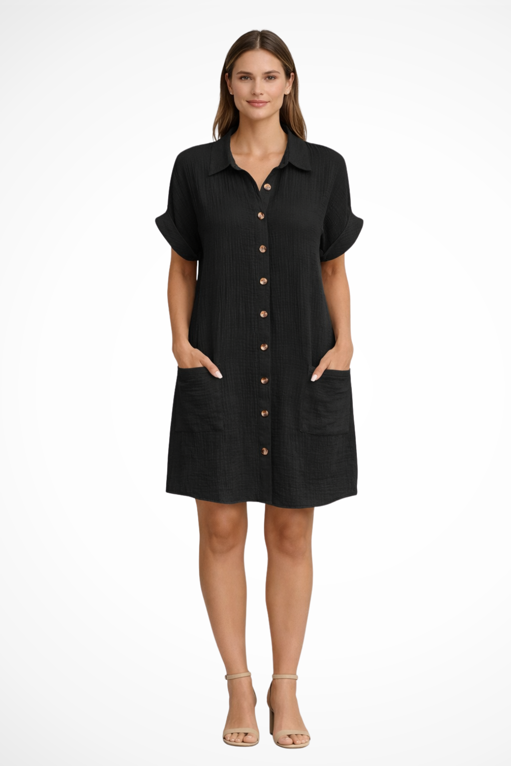 Sommer Hemdkleid mit Taschen – Bequem & Vielseitig