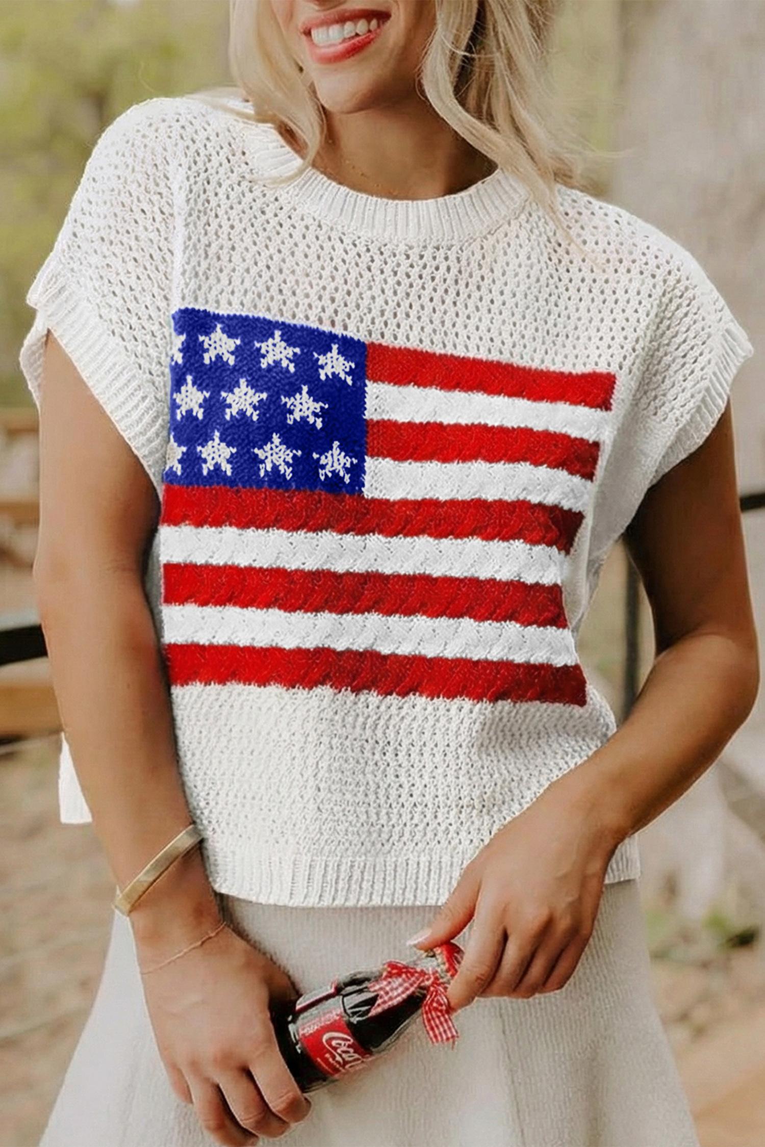 American Flag Knit Sleeveless Sweater