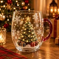 Christmas 3D Raised Glass Cup Collection — 6 Festive Designs