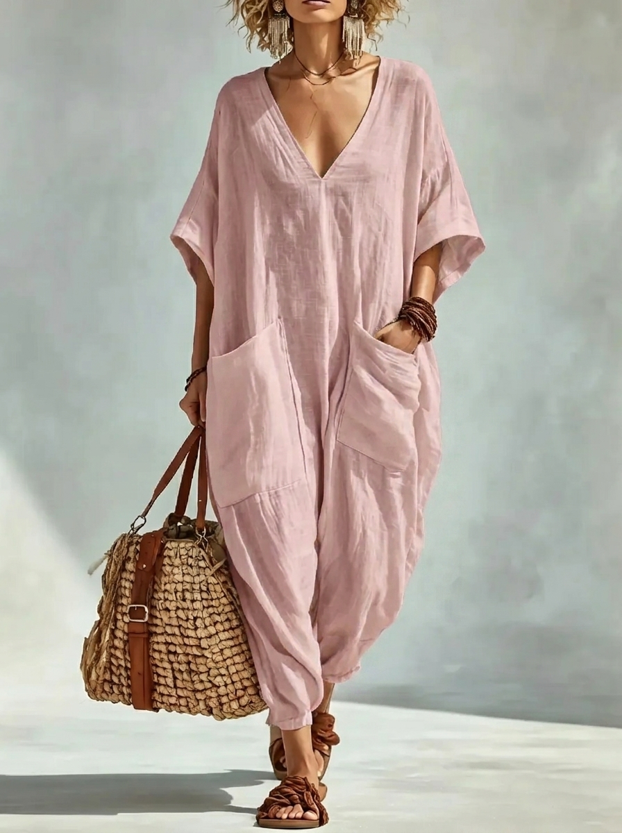 Oversized Jumpsuit im Leinen-Look – locker, bequem & mühelos stilvoll
