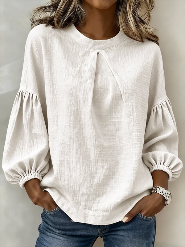Women's Solid-color Casual Cotton-linen Shirt