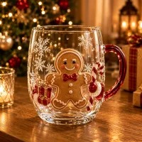 Christmas 3D Raised Glass Cup Collection — 6 Festive Designs