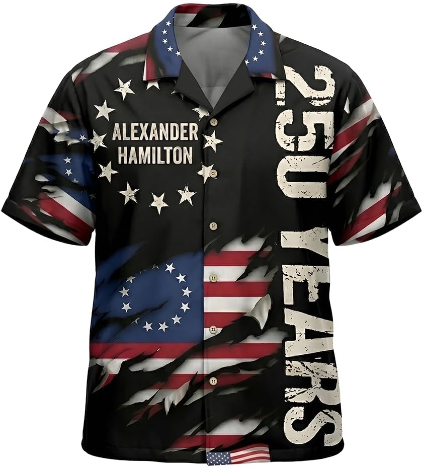 USA 250th Anniversary Hawaiian Shirt for Men, Patriotic Eagle Statue of Liberty Freedom Gift, 1776-2026