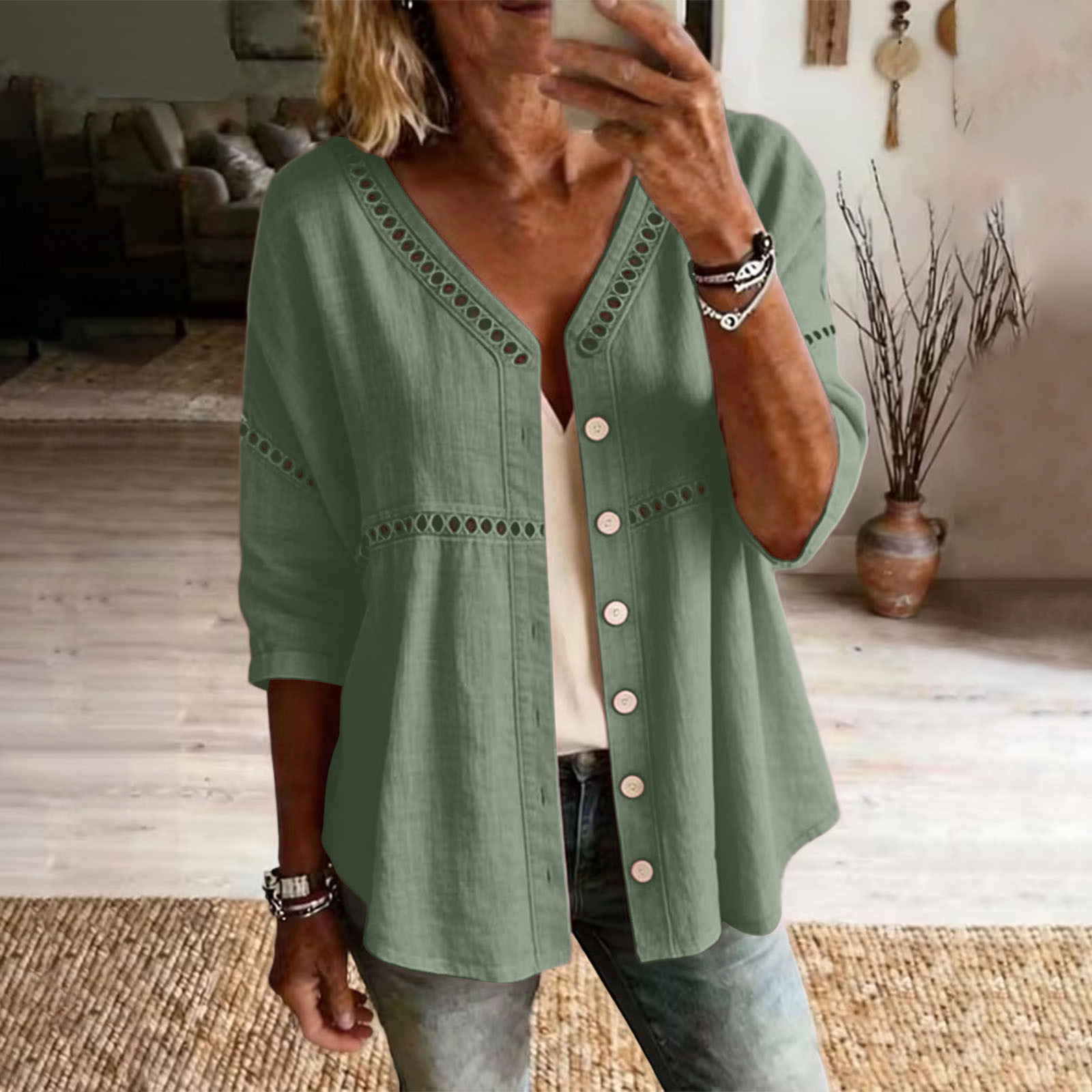 Women's Casual Cotton Linen Cardigan