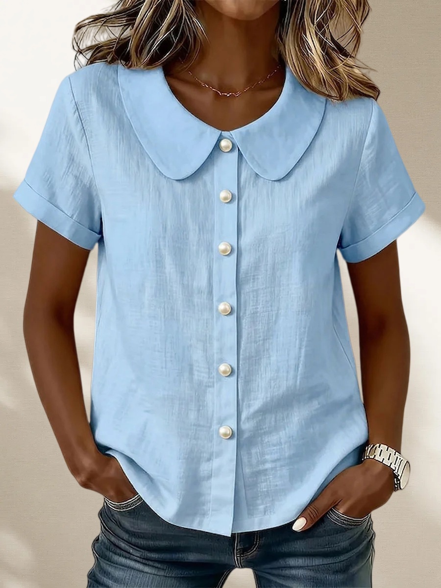 Mother’s Day Gift❤️Minimal Peter Pan Collar Button Shirt
