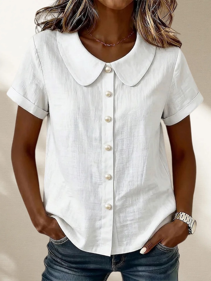 Mother’s Day Gift❤️Minimal Peter Pan Collar Button Shirt