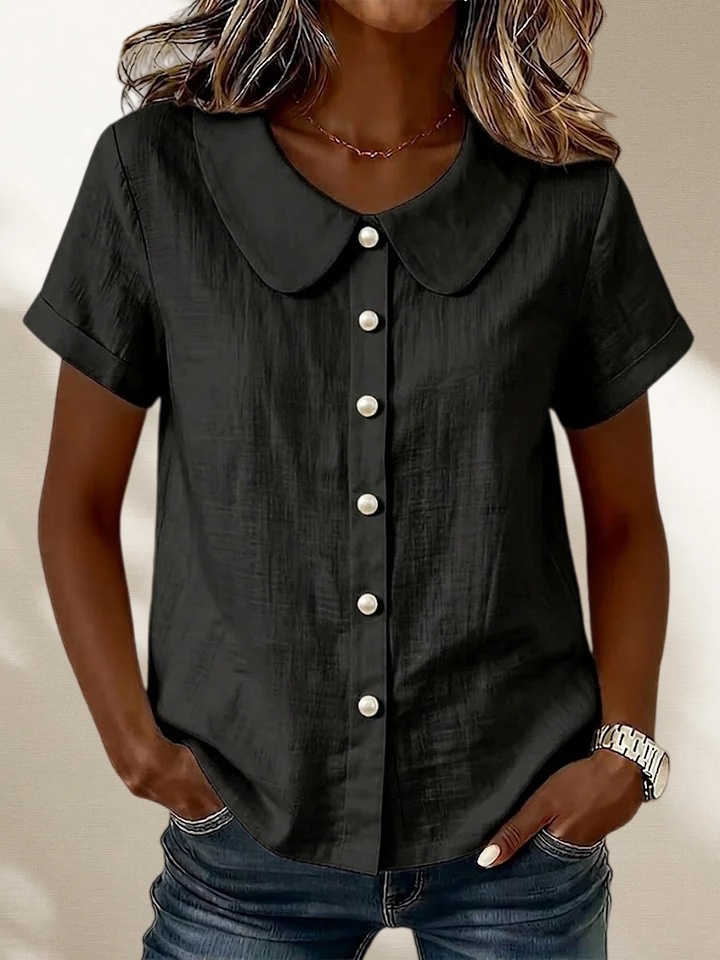 Mother’s Day Gift❤️Minimal Peter Pan Collar Button Shirt