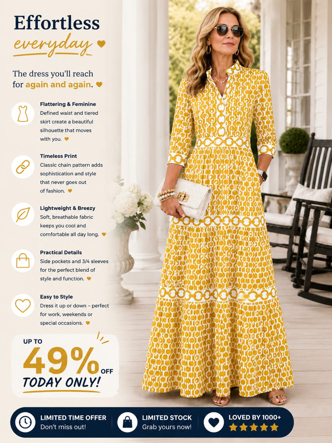 Today 49% off🔥Women’s Chain Print Button-Up Tiered Maxi Dress
