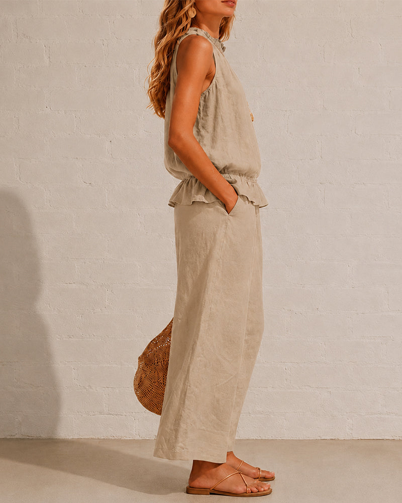 Effortless Cotton-Linen Sleeveless Two-Piece Set