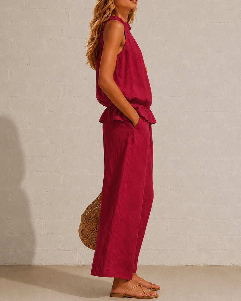 Effortless Cotton-Linen Sleeveless Two-Piece Set