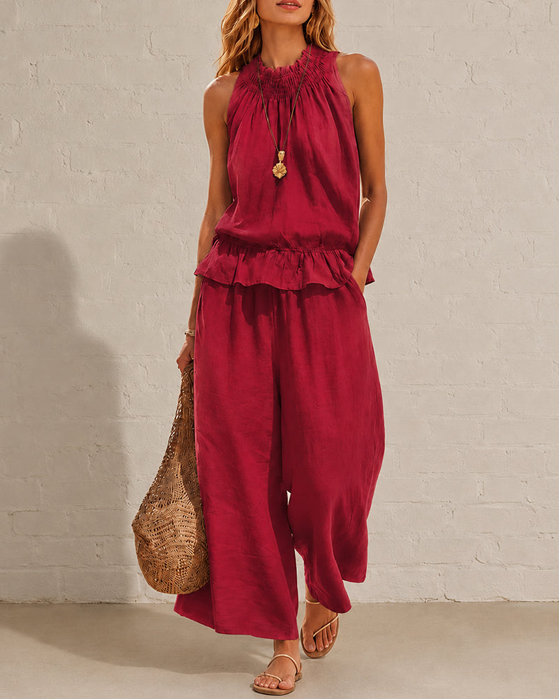 Effortless Cotton-Linen Sleeveless Two-Piece Set