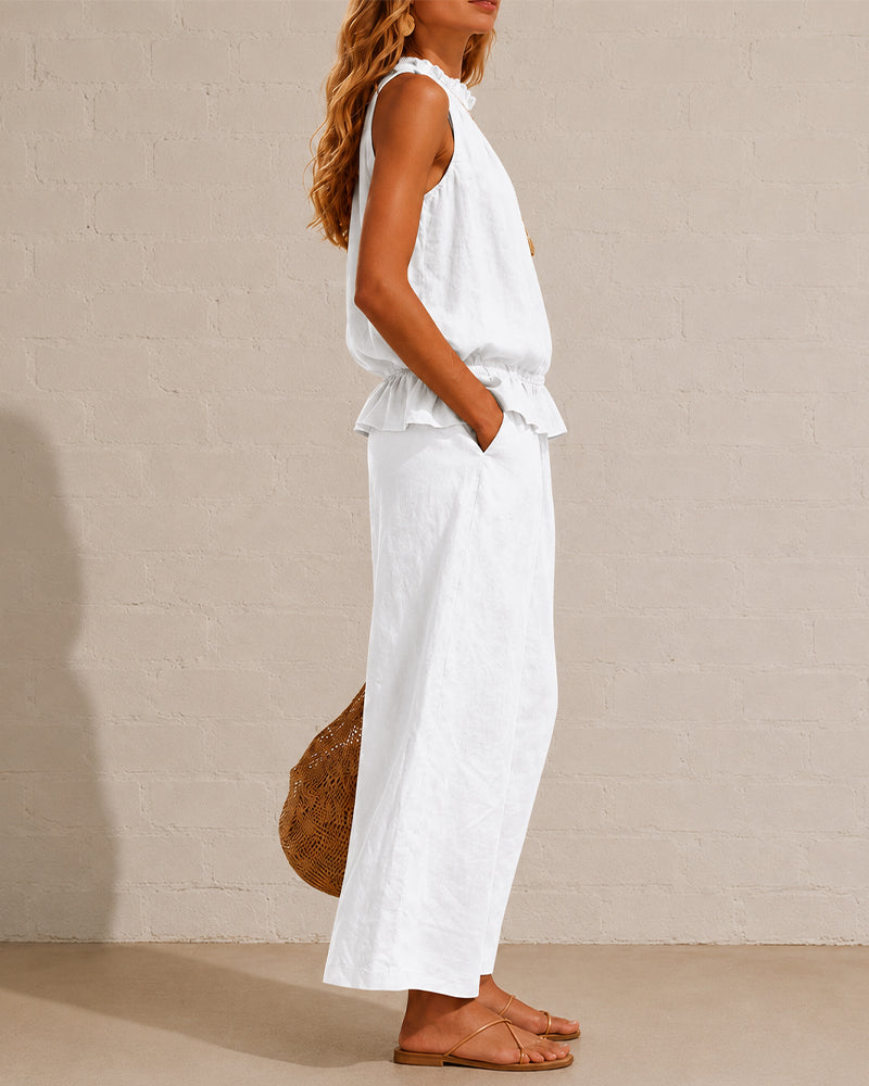 Effortless Cotton-Linen Sleeveless Two-Piece Set