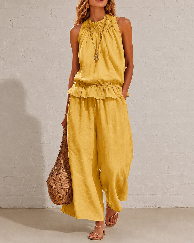 Effortless Cotton-Linen Sleeveless Two-Piece Set