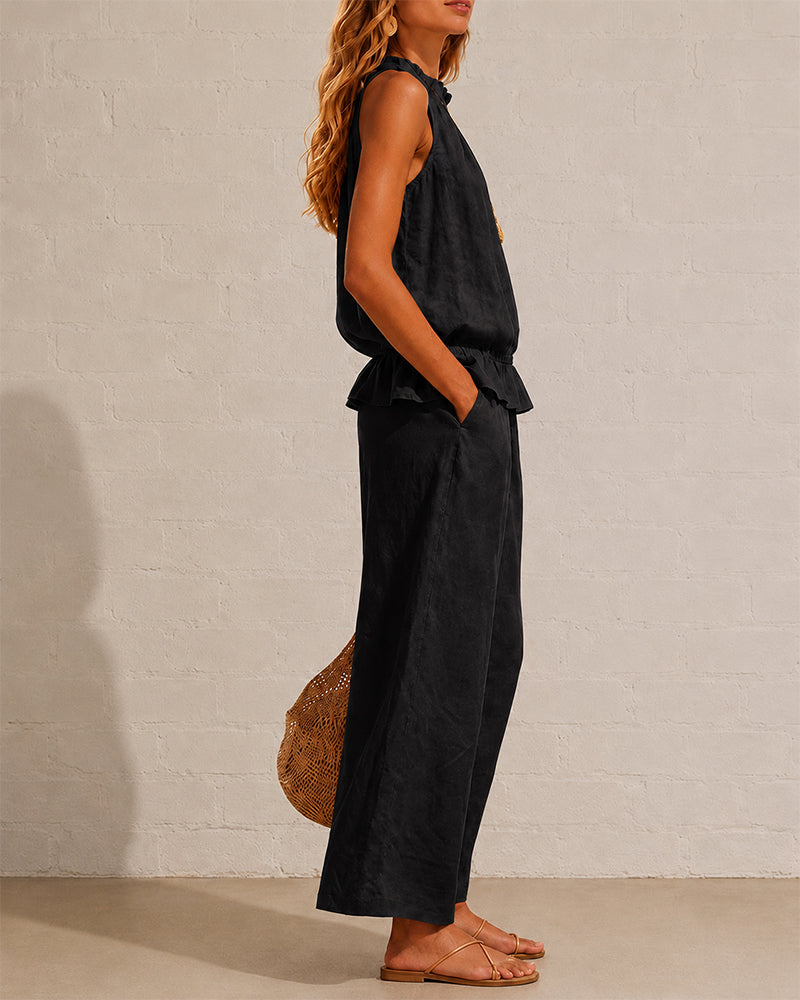Effortless Cotton-Linen Sleeveless Two-Piece Set