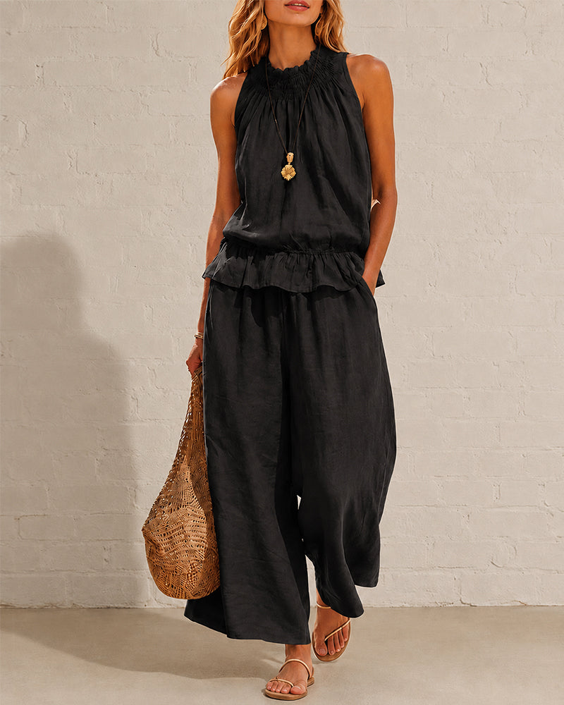 Effortless Cotton-Linen Sleeveless Two-Piece Set
