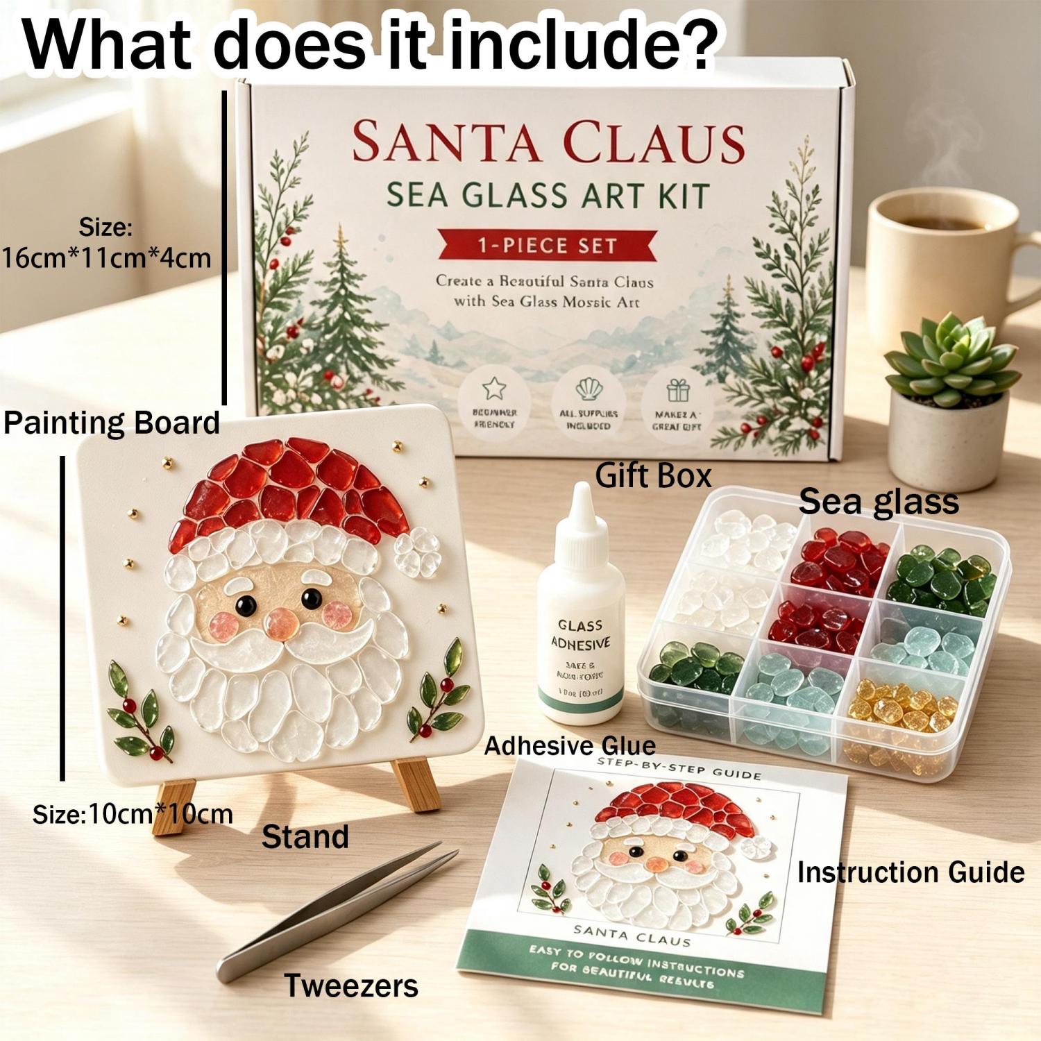 DIY Christmas Sea Glass Art Kit – 13 Festive Designs for Holiday Crafts & Home Décor