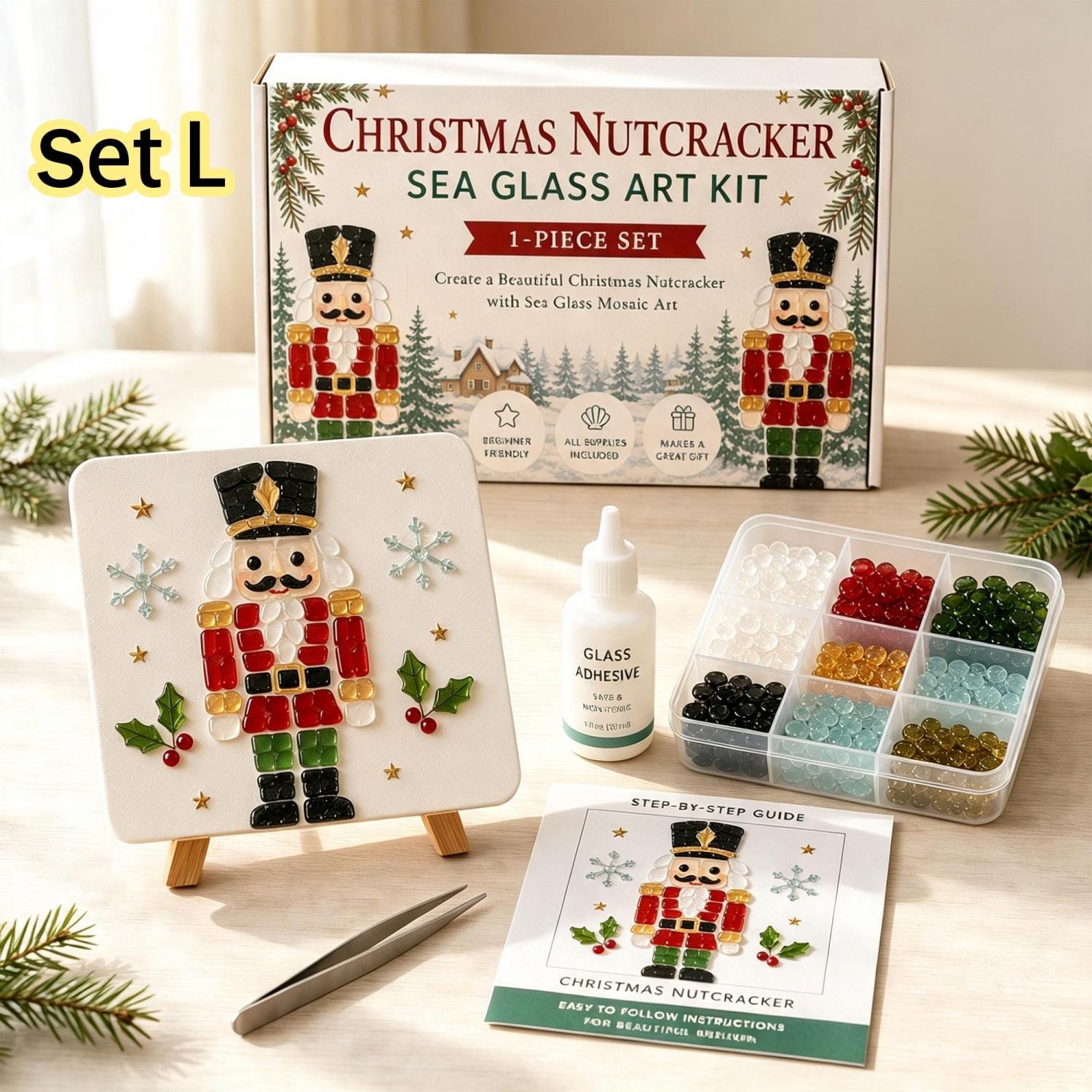 DIY Christmas Sea Glass Art Kit – 13 Festive Designs for Holiday Crafts & Home Décor