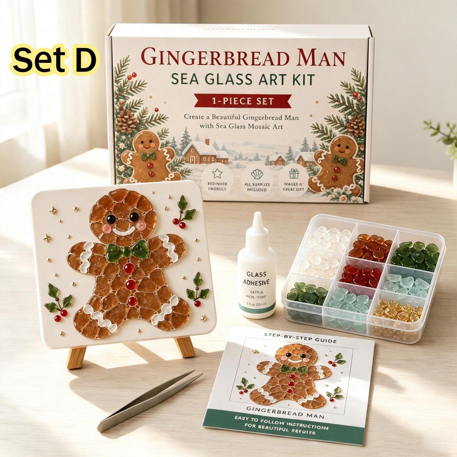 DIY Christmas Sea Glass Art Kit – 13 Festive Designs for Holiday Crafts & Home Décor