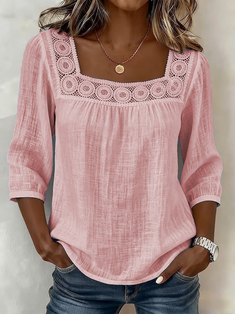 Women’s Square Neck Crochet Lace Blouse