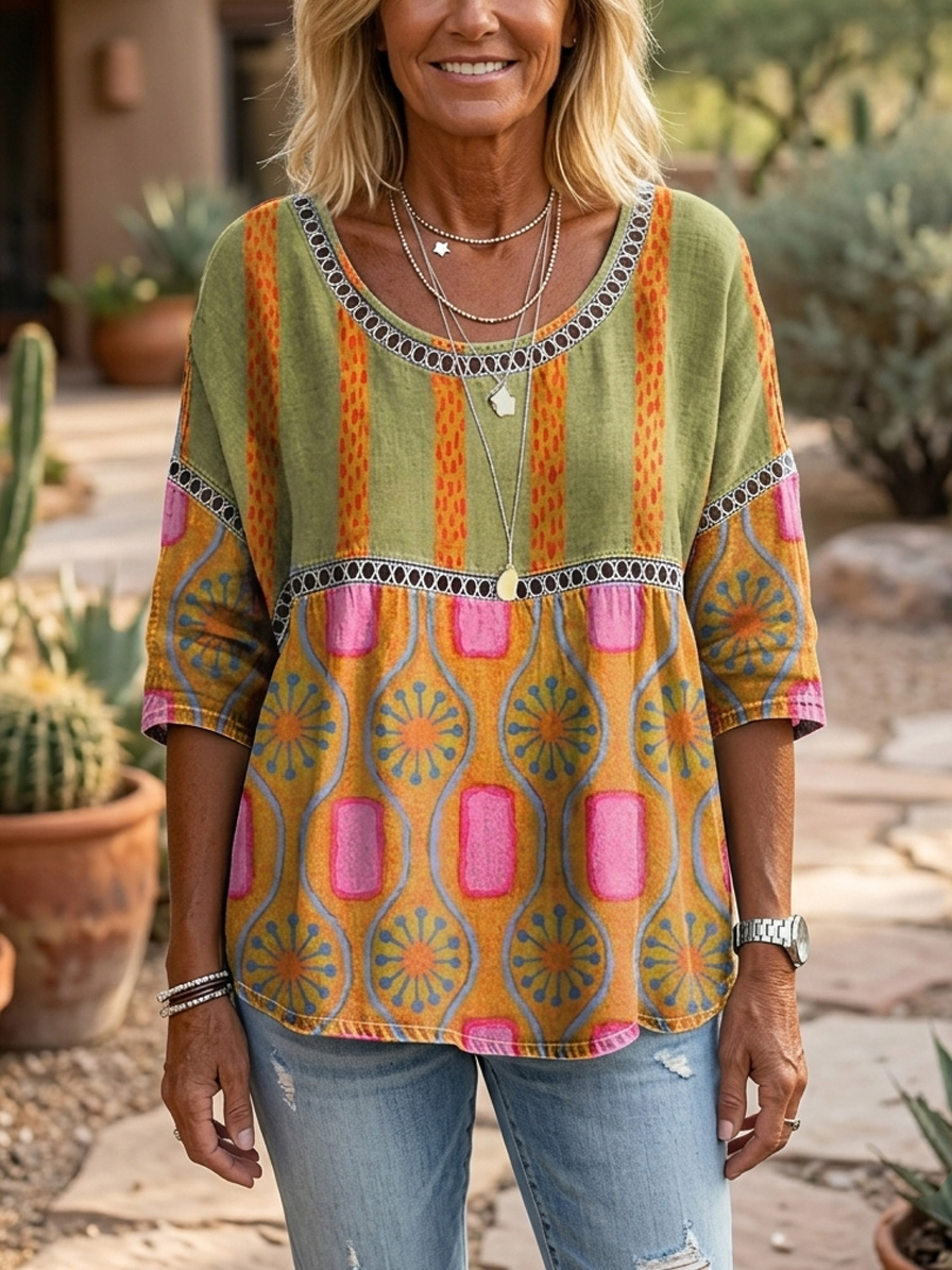 Women’s Boho Printed Relaxed Fit Blouse