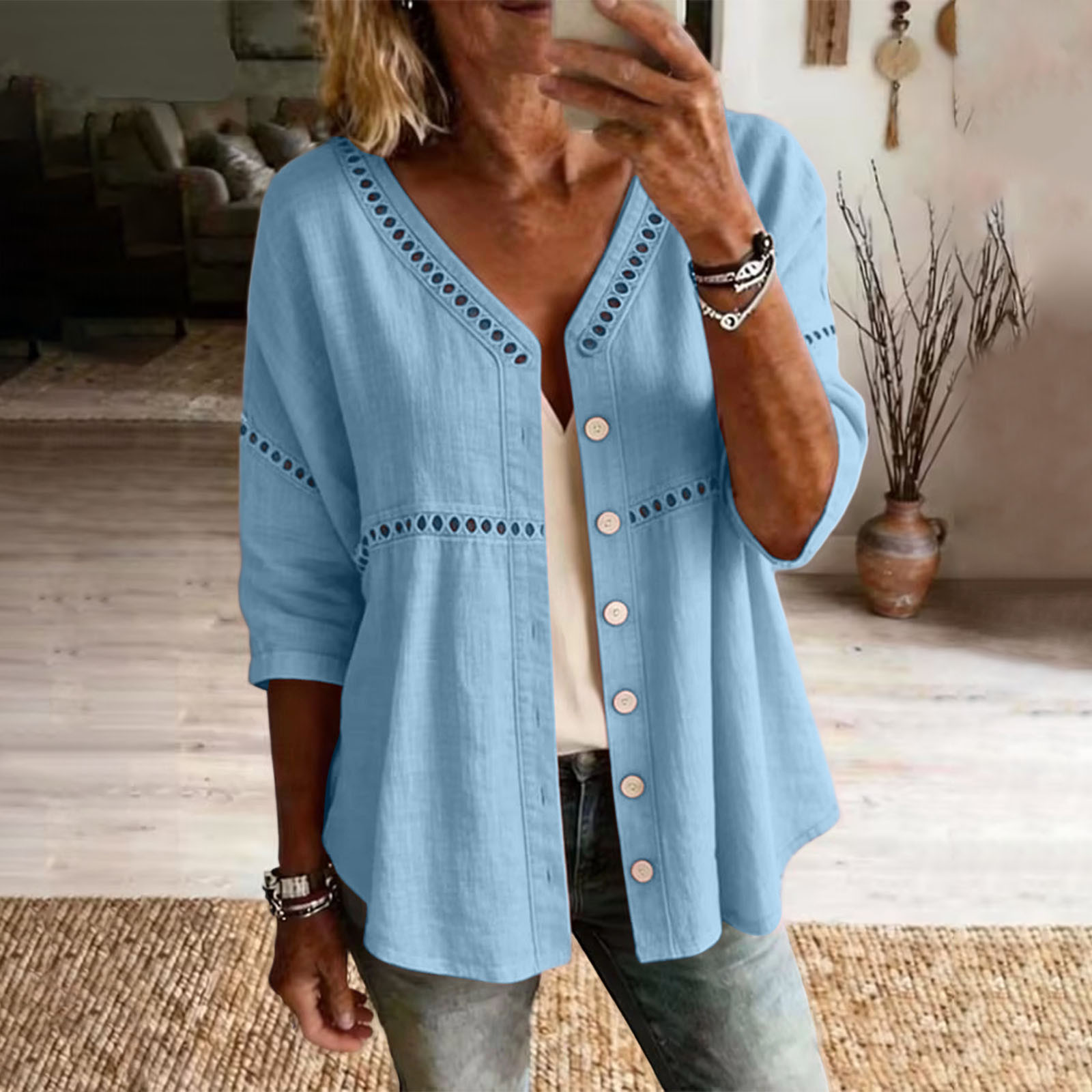 Women's Casual Cotton Linen Cardigan