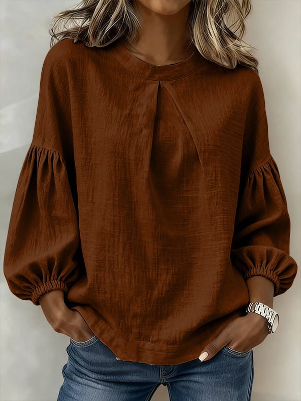 Women's Solid-color Casual Cotton-linen Shirt