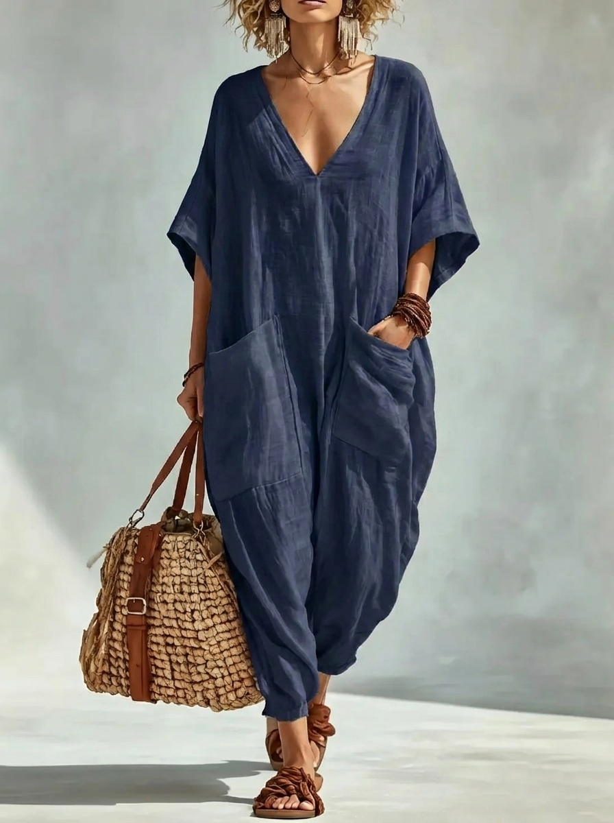 Oversized Jumpsuit im Leinen-Look – locker, bequem & mühelos stilvoll