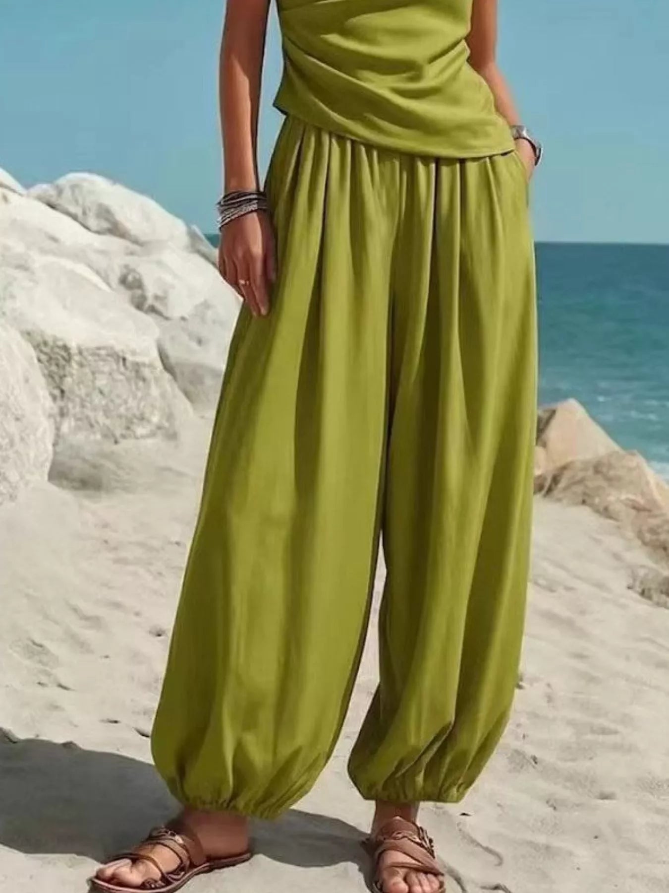 Elegantes 2-Teiler-Set mit Ein-Schulter-Top und Ballonhose – Bequem & Stilvoll