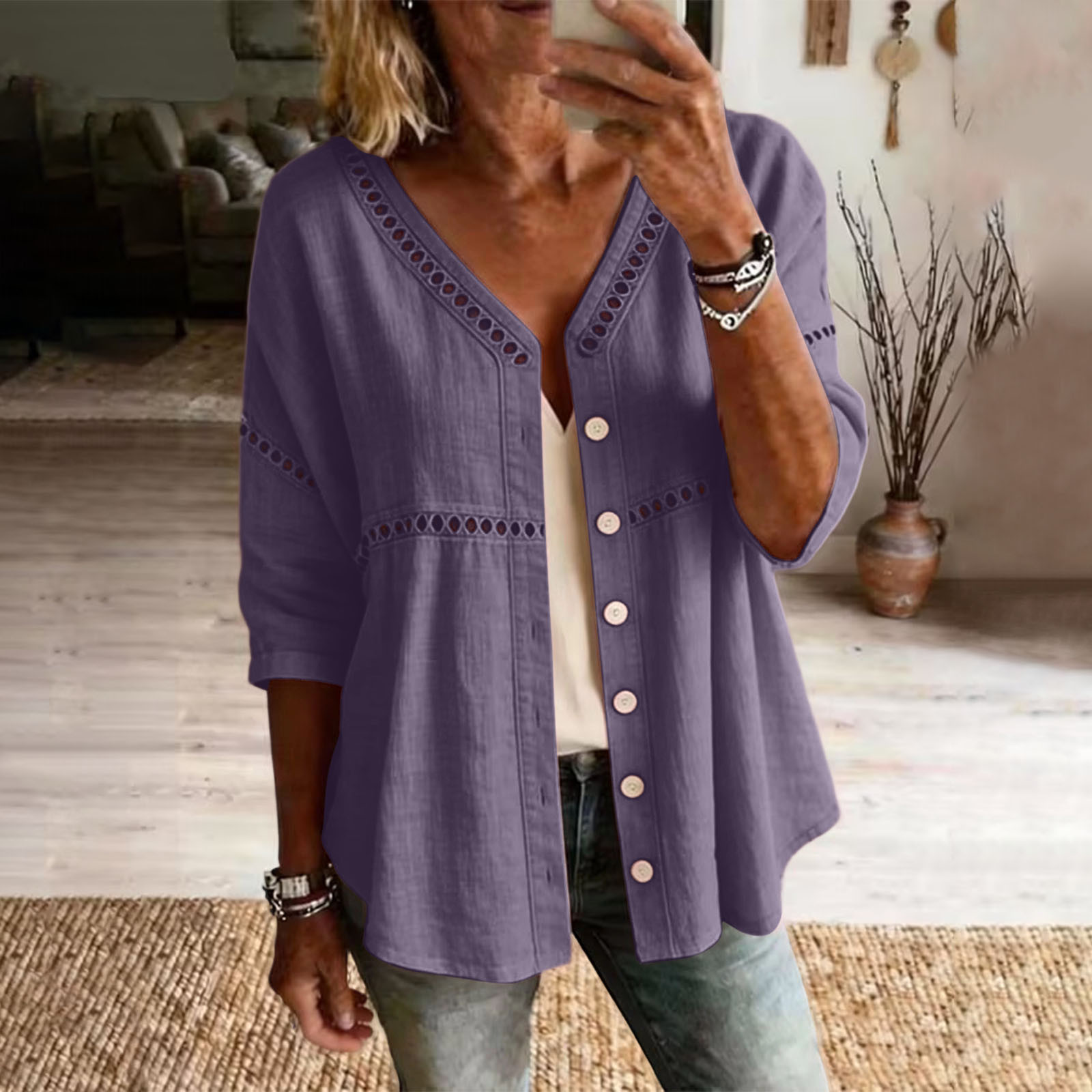 Women's Casual Cotton Linen Cardigan
