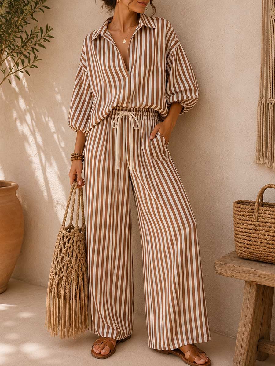 ☀️ Sommer-Zweiteiler Set im Streifen-Look – Leicht, luftig & perfekt für jeden Tag