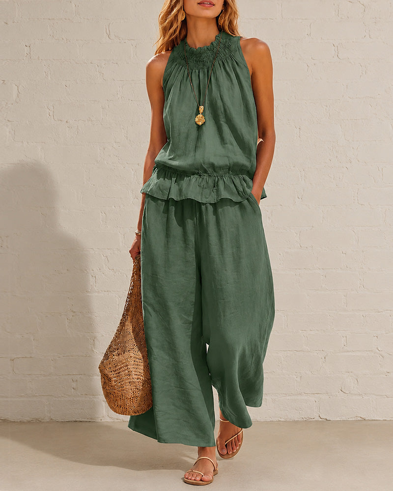 Effortless Cotton-Linen Sleeveless Two-Piece Set