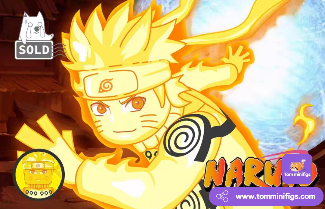 【Sold】Naruto Ultimate Golden Nine-Tails Mode Uzumaki Naruto with Village Symbol Brick